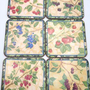 Pimpernel Coasters Attractive Assorted  Fruit Berries Designs Cork Backed